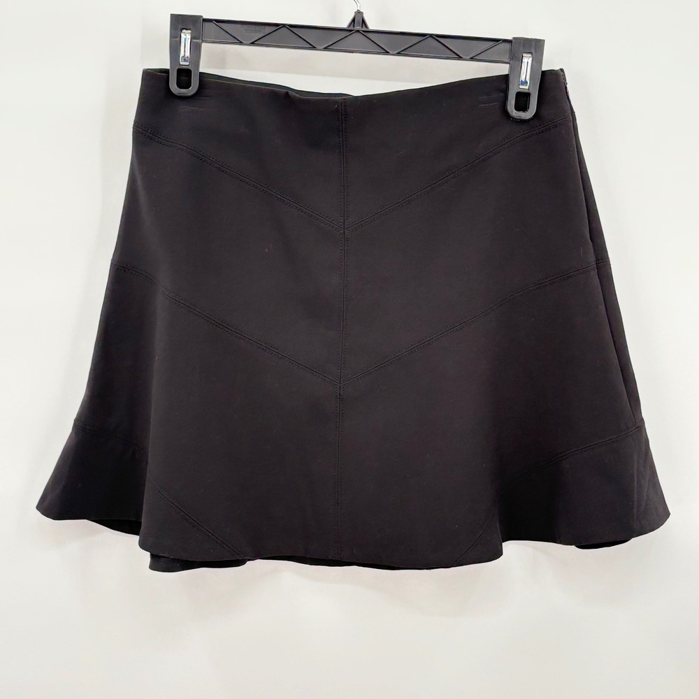 Loft Ann Taylor Black Chevron Stitched Flounce Mini Skirt 12P NWT 21450457